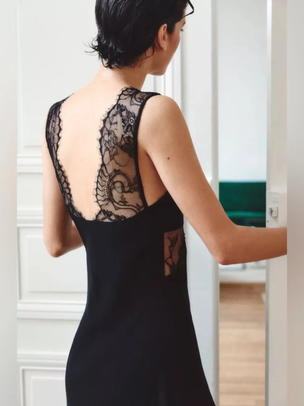 NWT ZARA ZW COLLECTION SATIN EFFECT ASYMMETRIC LACE DRESS - Picture 4 of 9